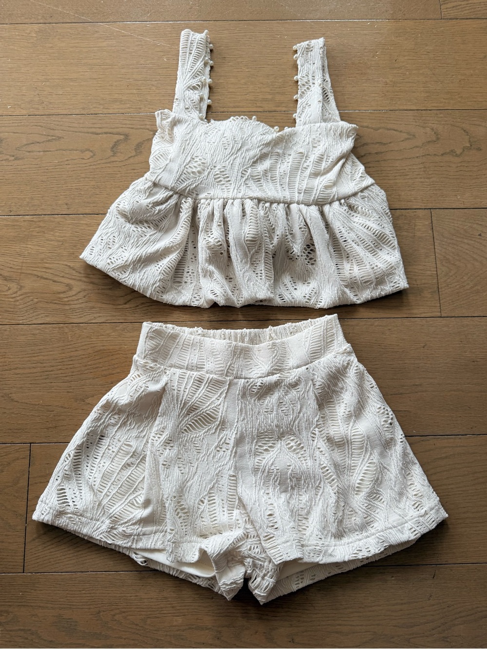Girls White Lace Knit - Two-Piece Set